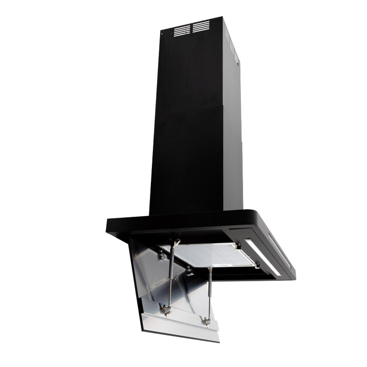Linea - Designer Black Glass Door Wall Hood - Options