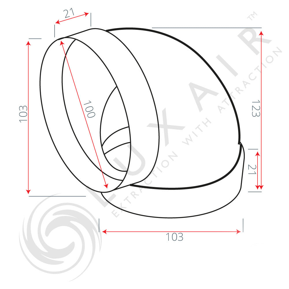 100mm 90° Round To Round Ducting Tube Elbow Connector
