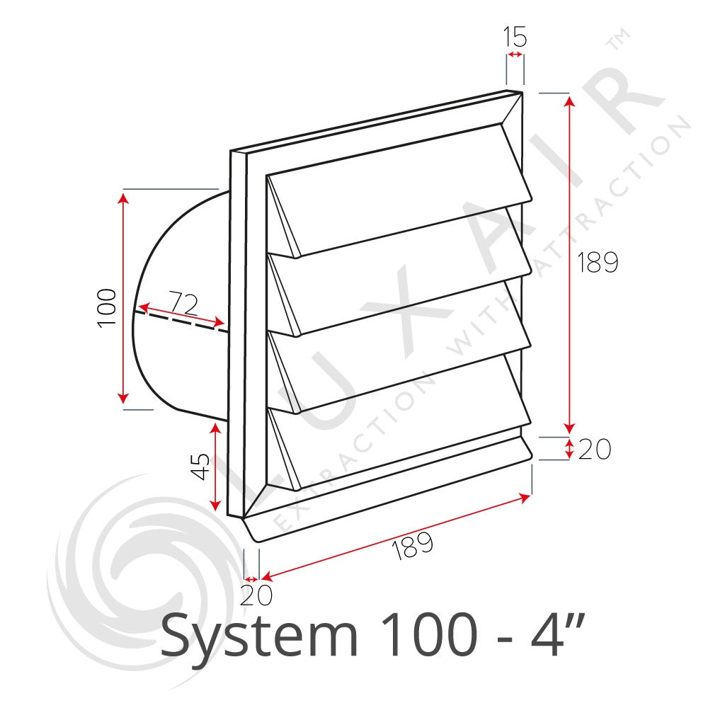 Louvred External Wall Vents - Various Colours