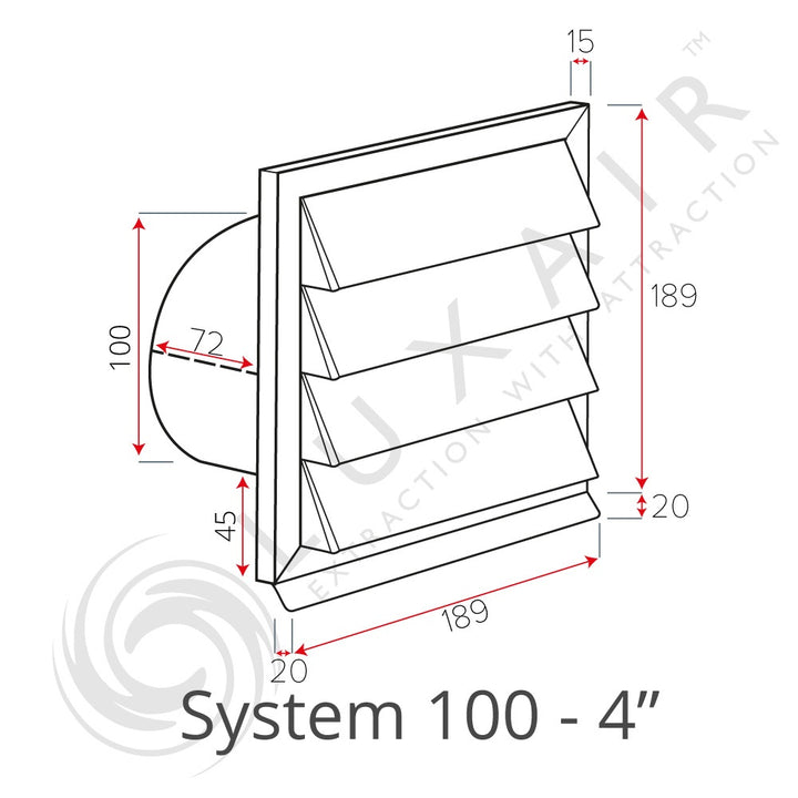 Louvred External Wall Vents - Various Colours
