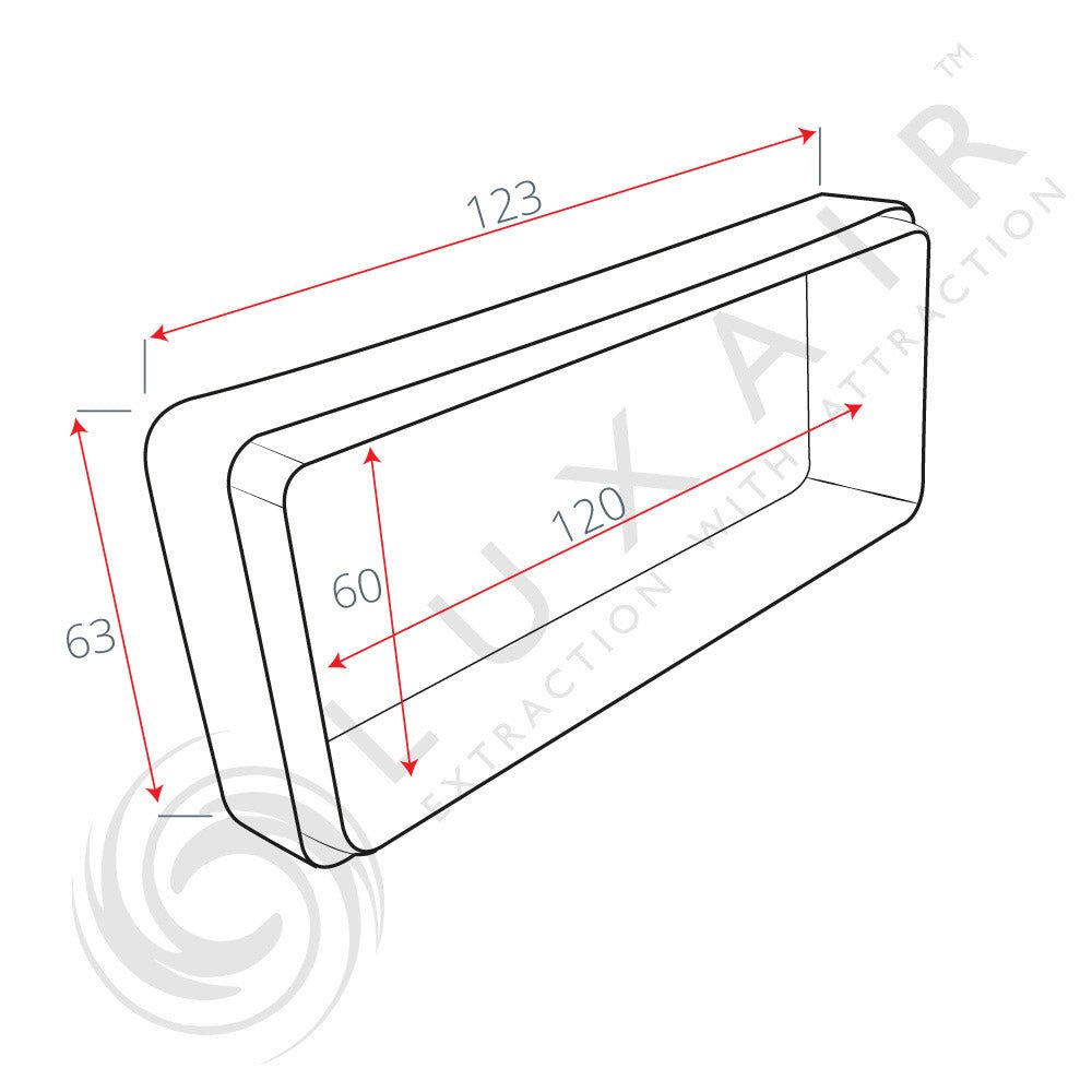 100mm x 60mm Flat Tube Inline Connector collar - Luxair Cooker Hoods Limited