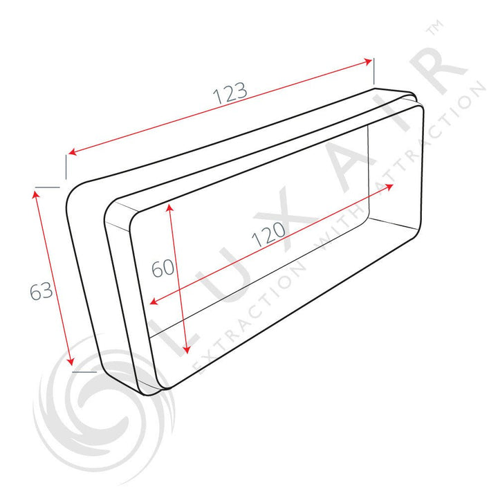 100mm x 60mm Flat Tube Inline Connector collar - Luxair Cooker Hoods Limited