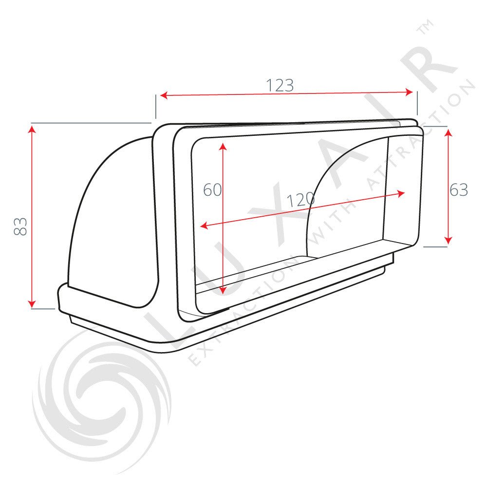 100mm x 60mm 90° Vertical Ducting Connector Elbow - Luxair Cooker Hoods Limited