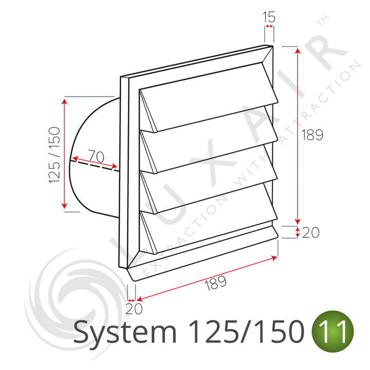 Louvred External Wall Vents - Various Colours