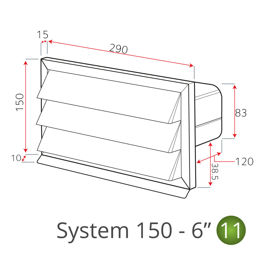 Stainless Steel Vented Outside Wall Grille 220mm x 90mm