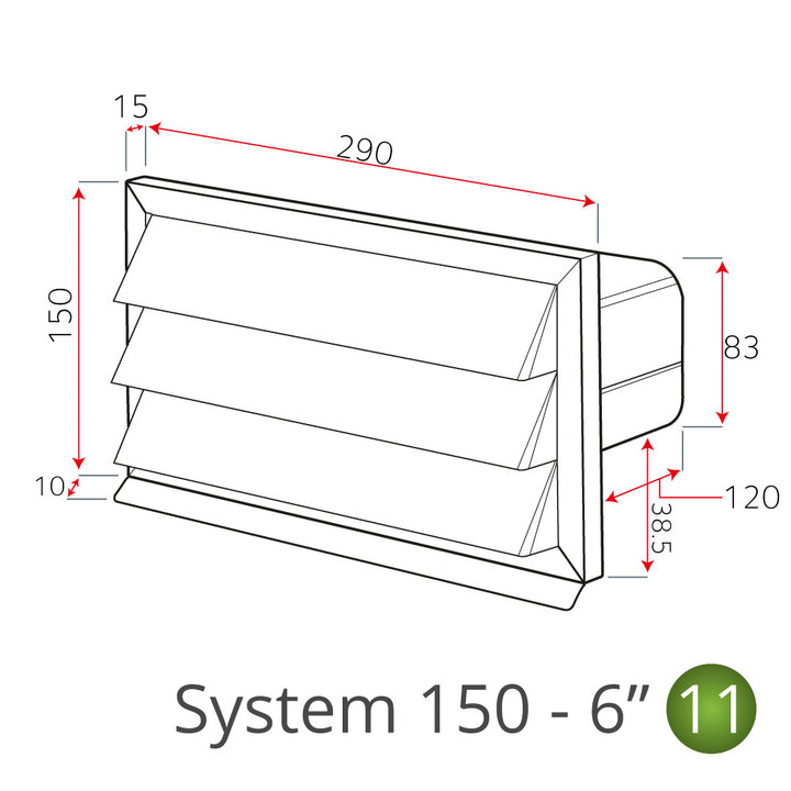 Stainless Steel Vented Outside Wall Grille 220mm x 90mm