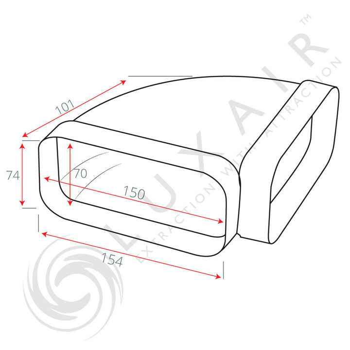 150mm x 70mm (5") 90° Horizontal Ducting Bend Elbow