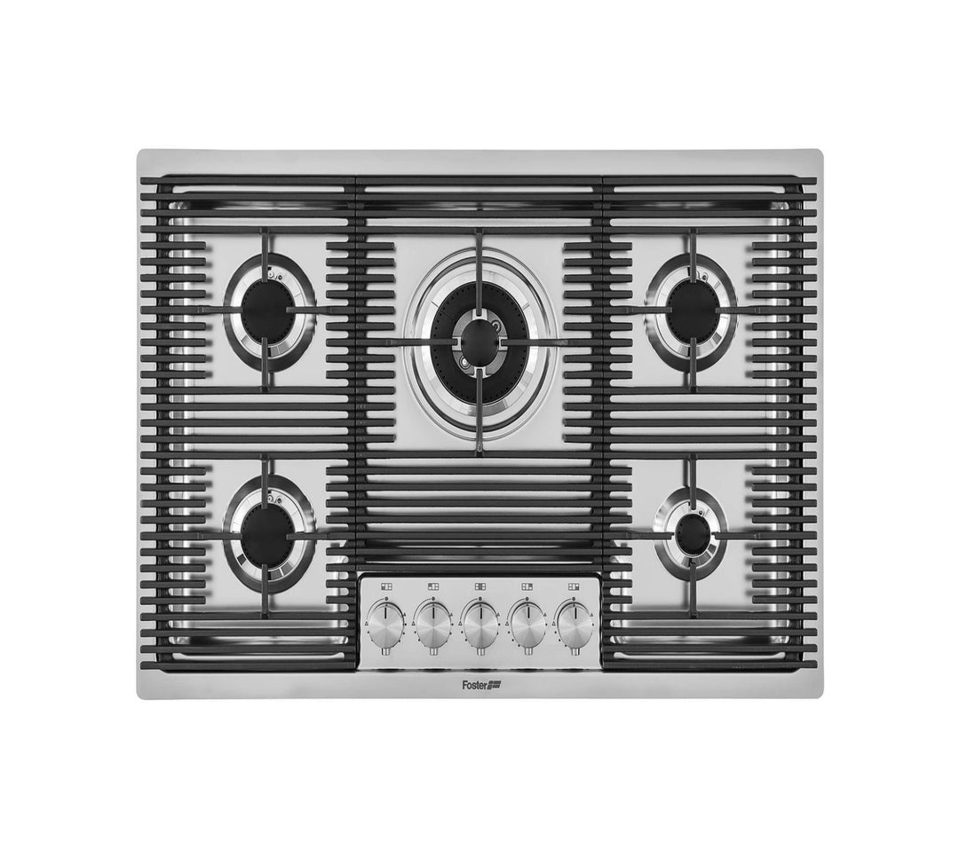 5 burner gas hob with wok burner flush pan grills