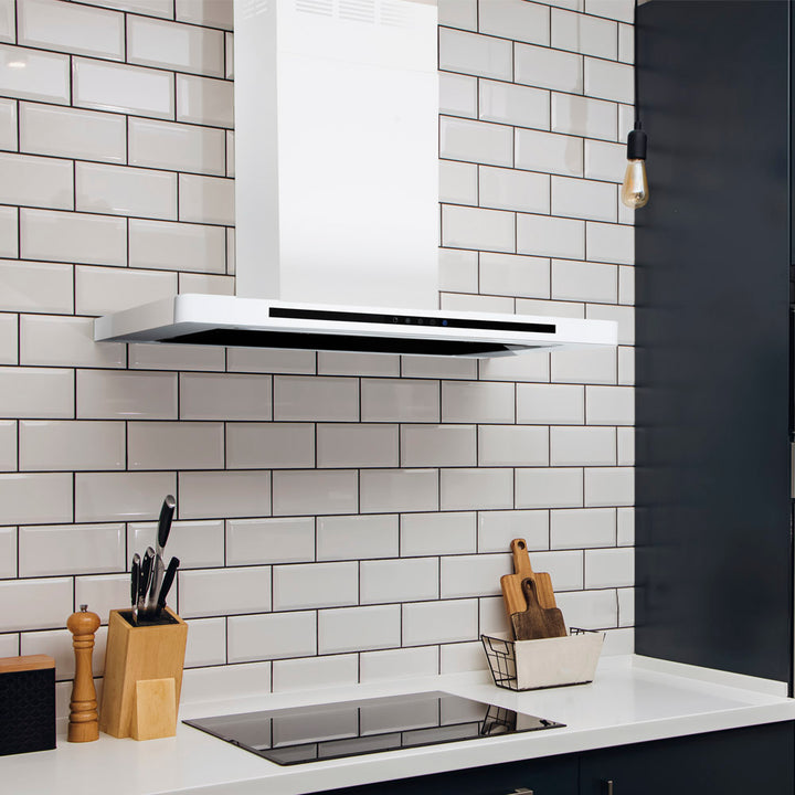 Linea - Designer Black Glass Door Wall Hood - Options