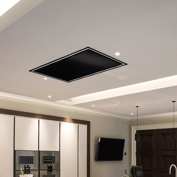 matt black eggshell caporra ceiling extractor with full LED light surround 