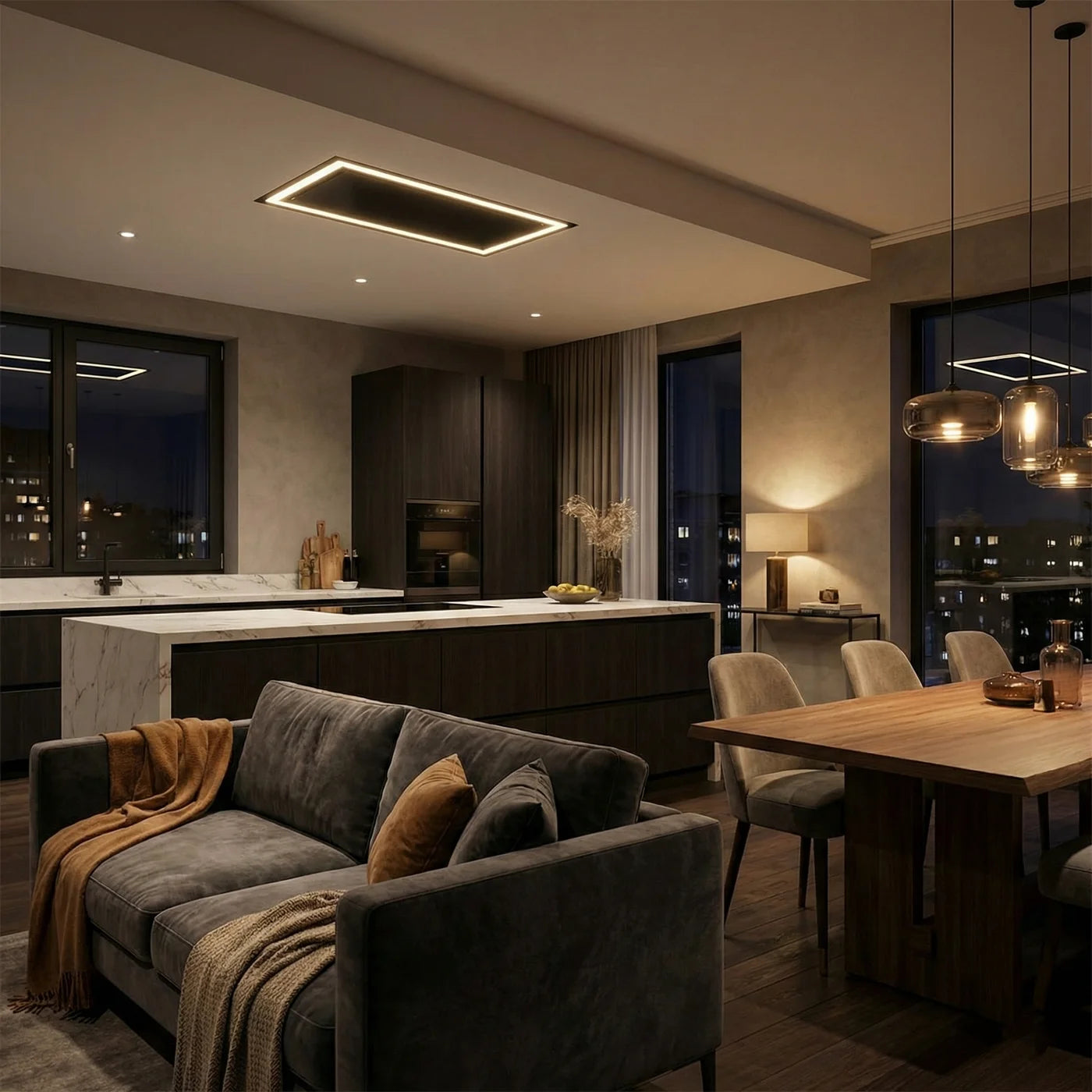slimline flush design with surround recessed lighting 