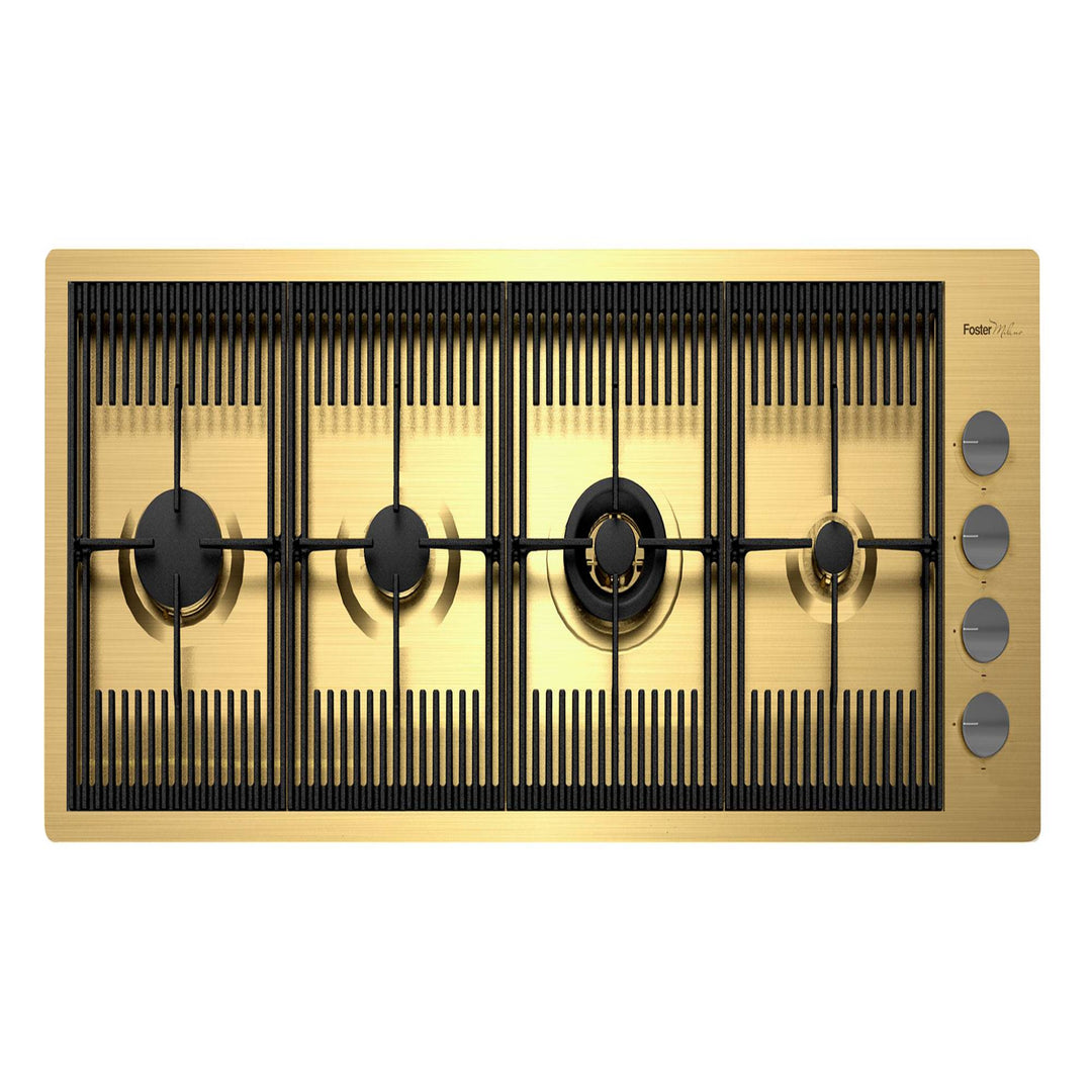 Gold gas hob with 4 burner panoramic long hob 