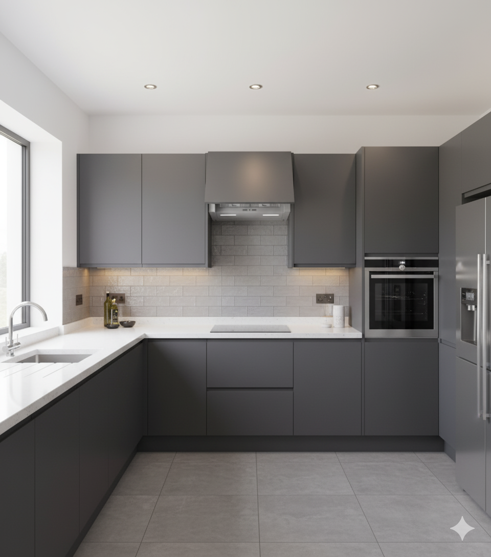 Integrated Cooker Hood Installed In A Sleek And Modern Kitchen 