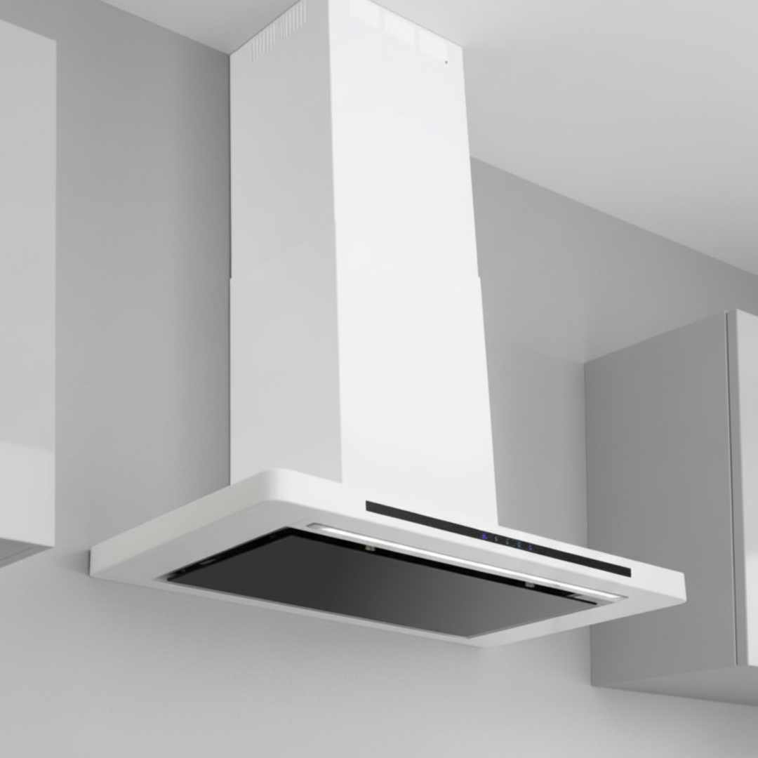 Linea - Designer Black Glass Door Wall Hood - Options