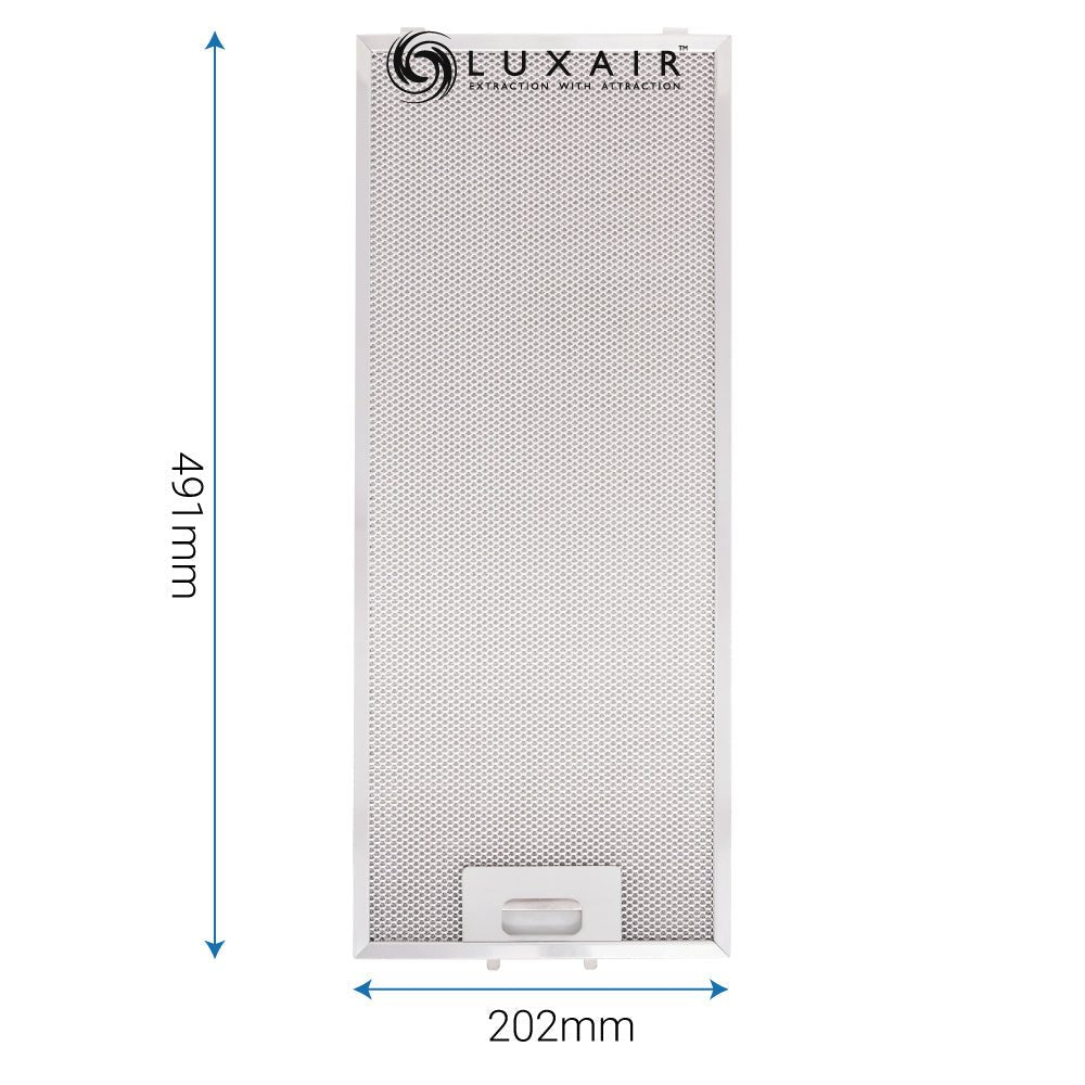 Metal Grease Filter 202mm x 491mm - Luxair Cooker Hoods Limited