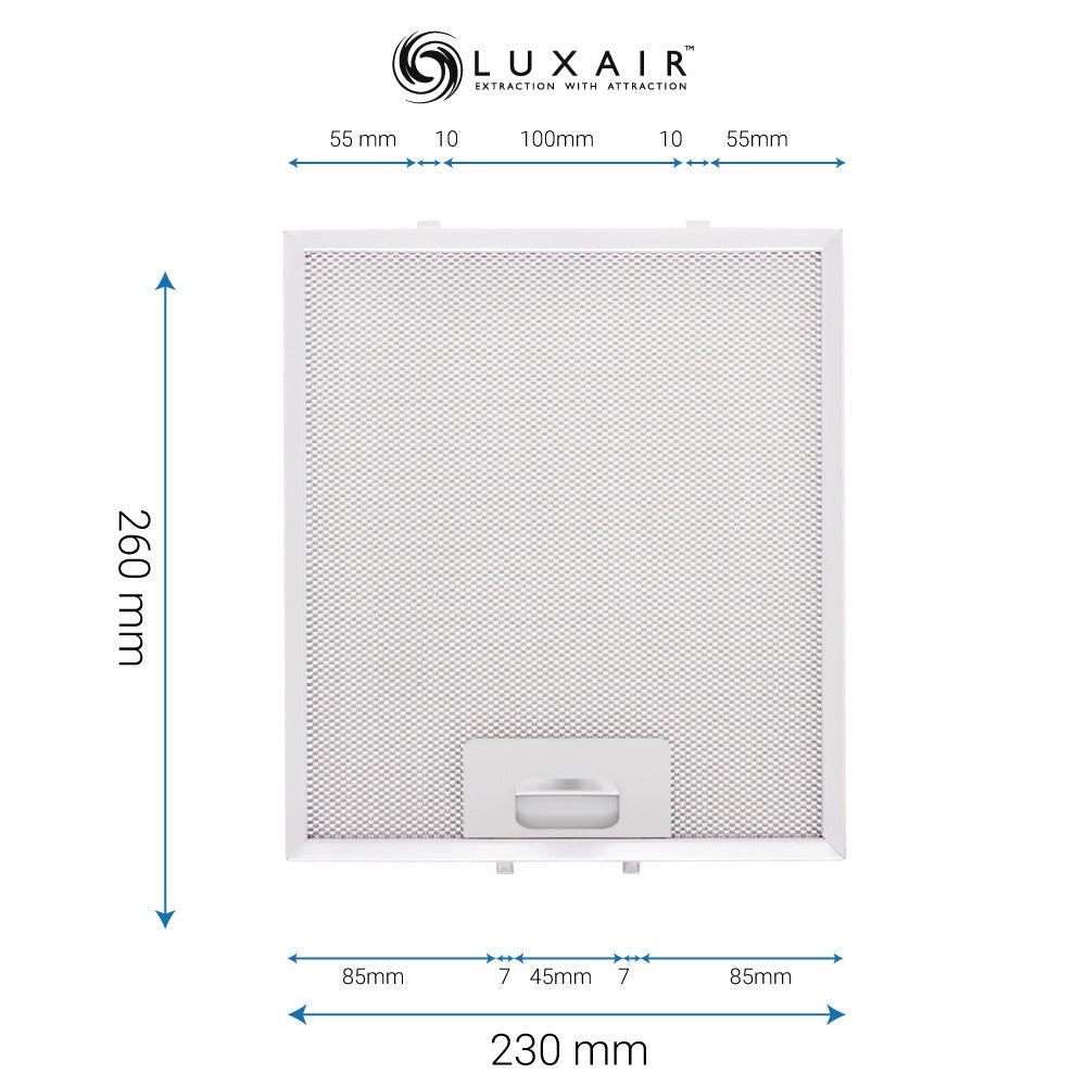 Metal Grease Filter 260mm x 230mm - Luxair Cooker Hoods Limited