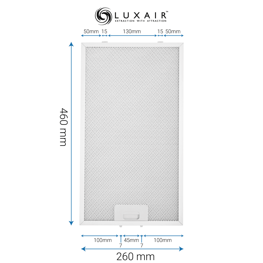 Metal Grease Filter 260mm x 460mm - Luxair Cooker Hoods Limited