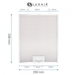 Metal Grease Filter 290mm x 338mm - Luxair Cooker Hoods Limited