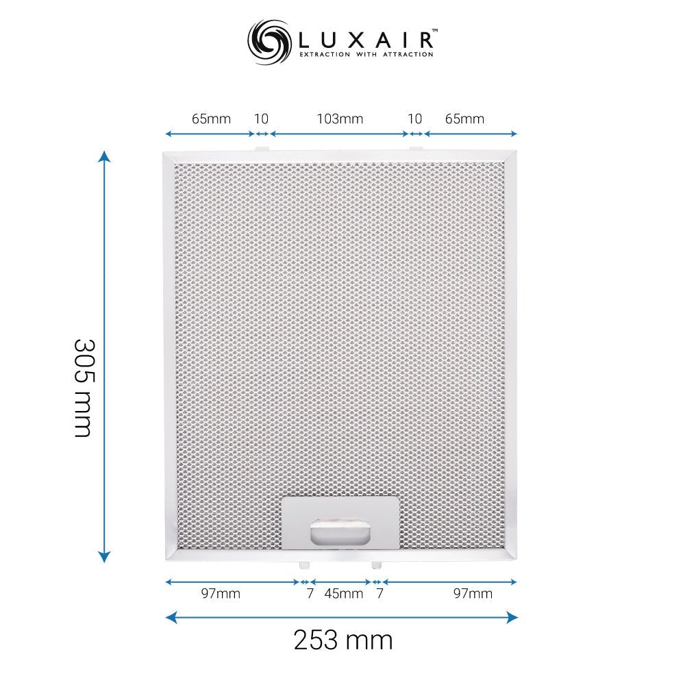 Metal Grease Filter 305mm x 253mm - Luxair Cooker Hoods Limited