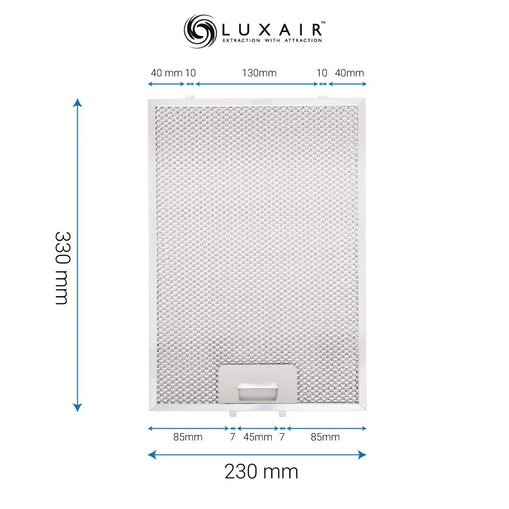 Metal Grease Filter 330mm x 230mm - Luxair Cooker Hoods Limited