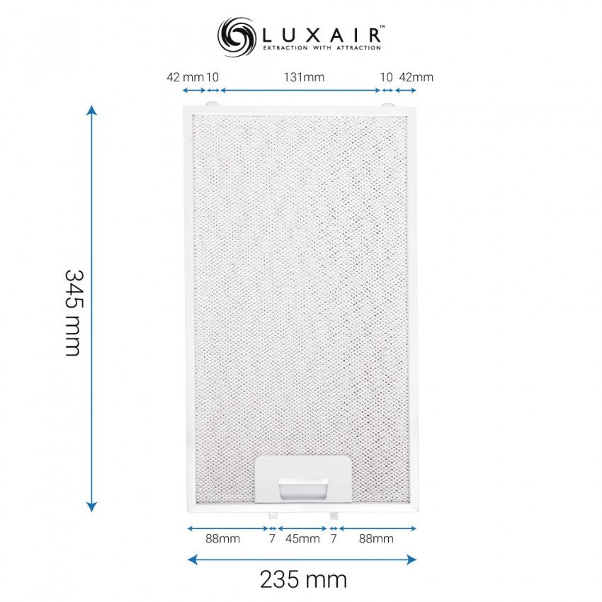 Metal Grease Filter 345mm x 235mm - Luxair Cooker Hoods Limited