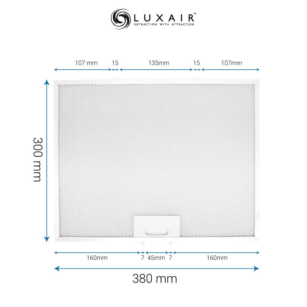 Metal Grease Filter 380mm x 300mm - Luxair Cooker Hoods Limited