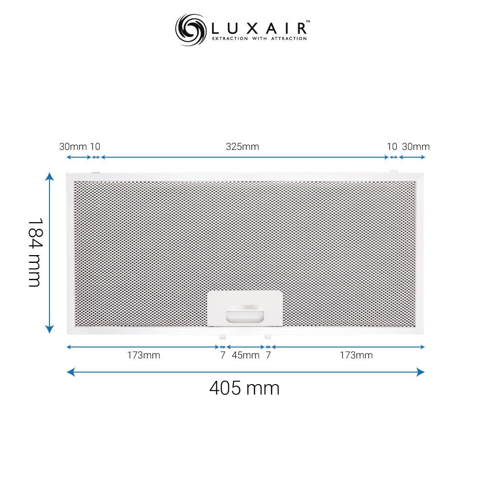Metal Grease Filter 405mm x 184mm - Luxair Cooker Hoods Limited