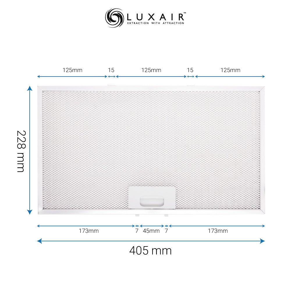 Metal Grease Filter 405mm x 228mm - Luxair Cooker Hoods Limited