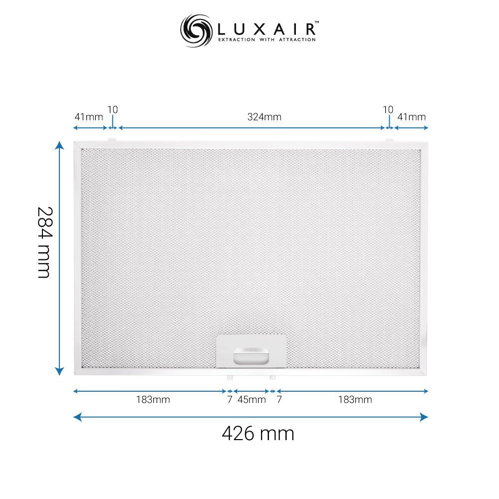 Metal Grease Filter 426mm x 284mm - Luxair Cooker Hoods Limited