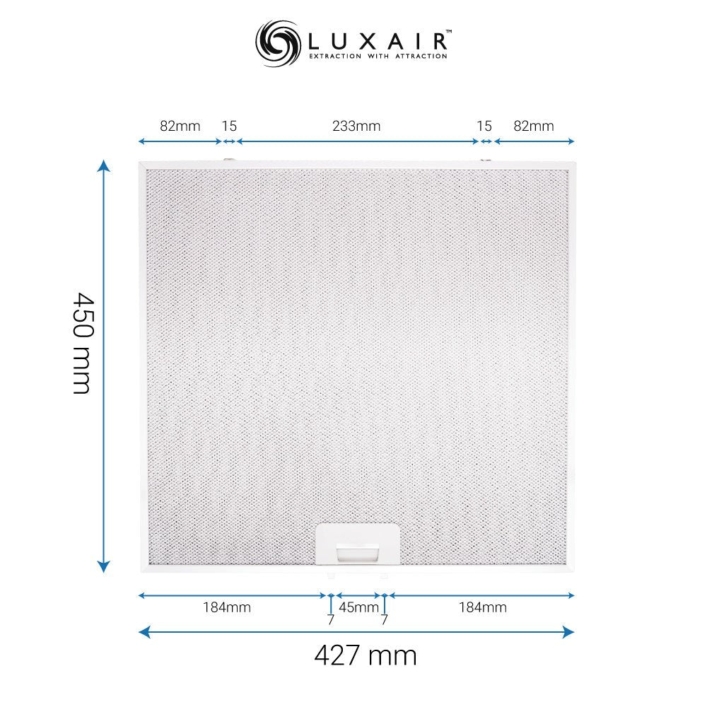 Metal Grease Filter 428mm x 450mm - Luxair Cooker Hoods Limited