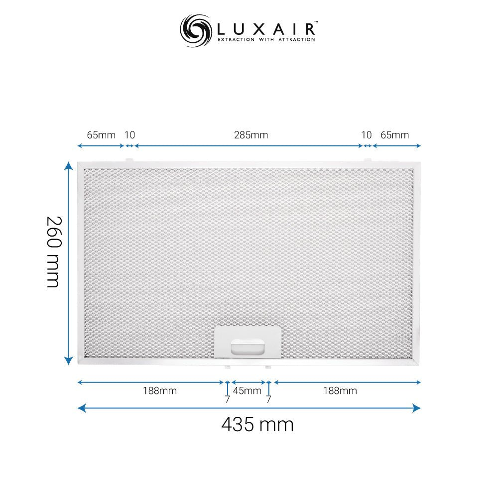 Metal Grease Filter 435mm x 260mm - Luxair Cooker Hoods Limited
