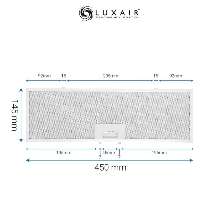 Metal Grease Filter 450mm x 145mm - Luxair Cooker Hoods Limited