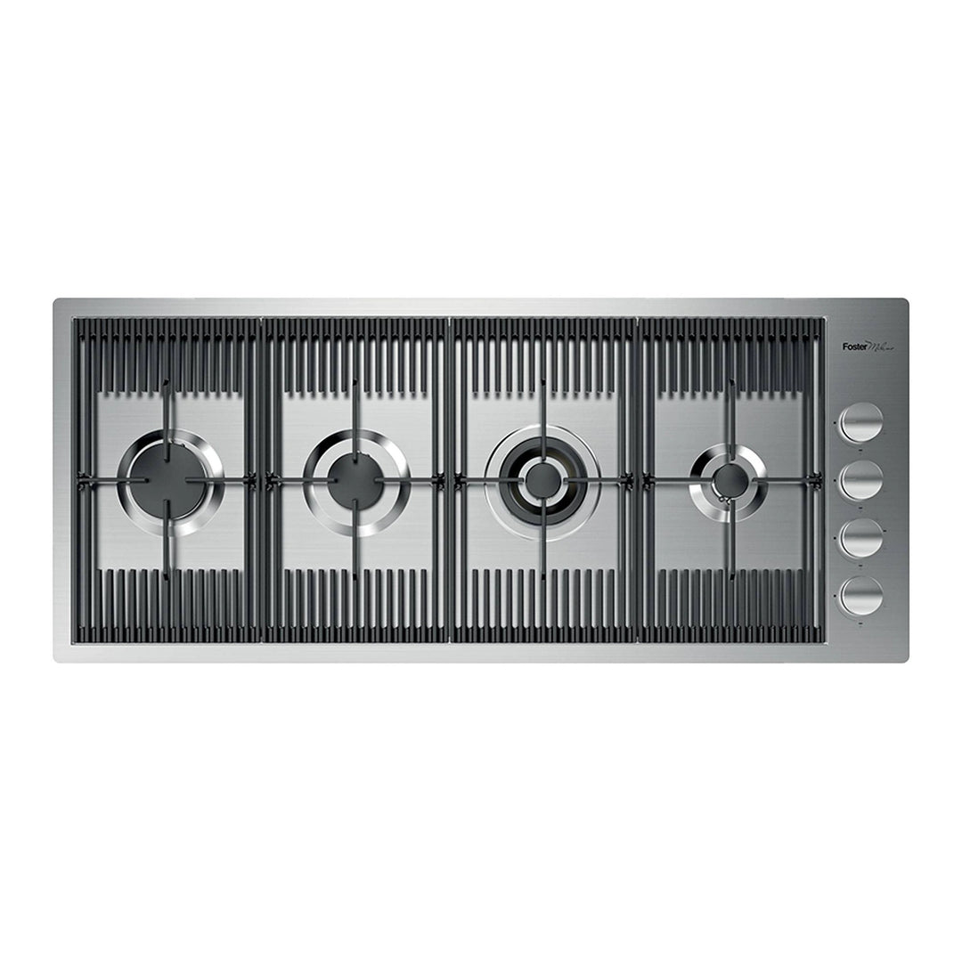 Luxury 4 burner gas hob with wok burner stainless steel