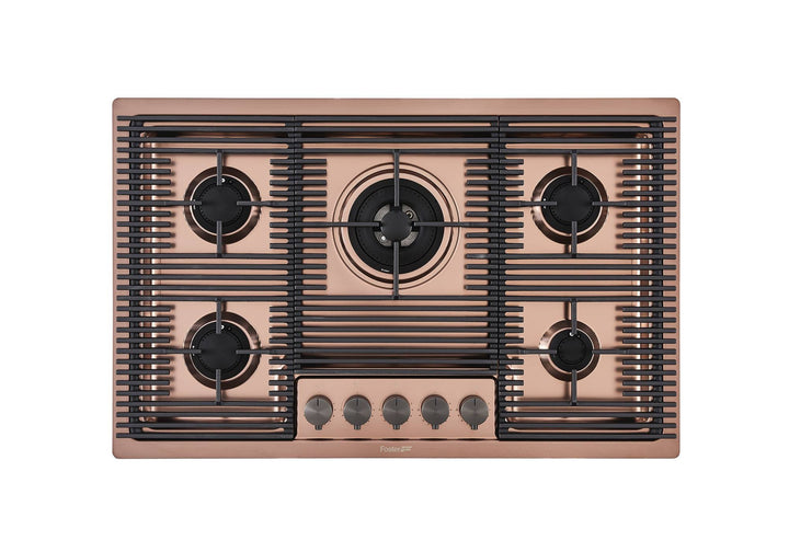gas hob copper with powerful wok burner flush cast iron pan supports