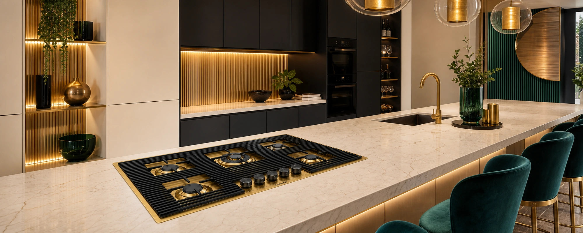 gold 5 burner rapid gas hob with center wok burner 