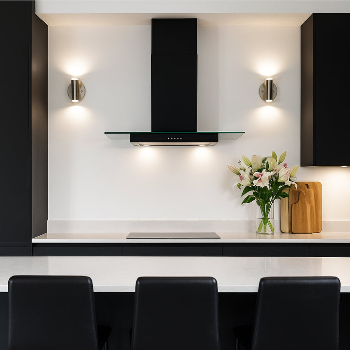 Cappa a parete in vetro piano